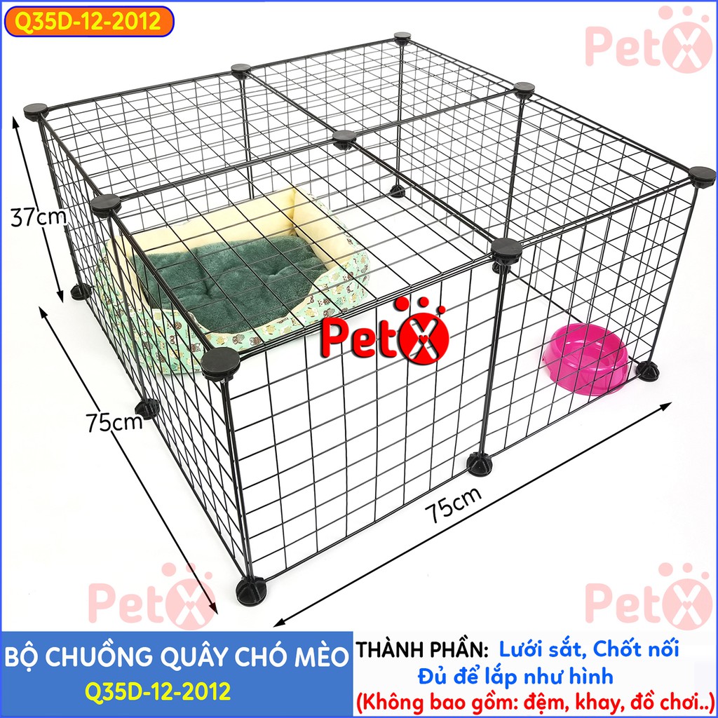 Bộ chuồng chó quây 12 tấm lưới thép 35x35cm (kèm 24 chốt)