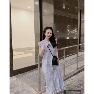 Váy xuông kẻ cổ lá