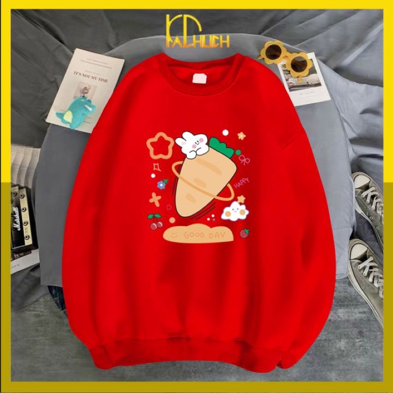 ÁO SWEATER NAM NỮ CARROT GOOD DAY ,VẢI NỈ NHIỀU MÀU LỰA CHỌN