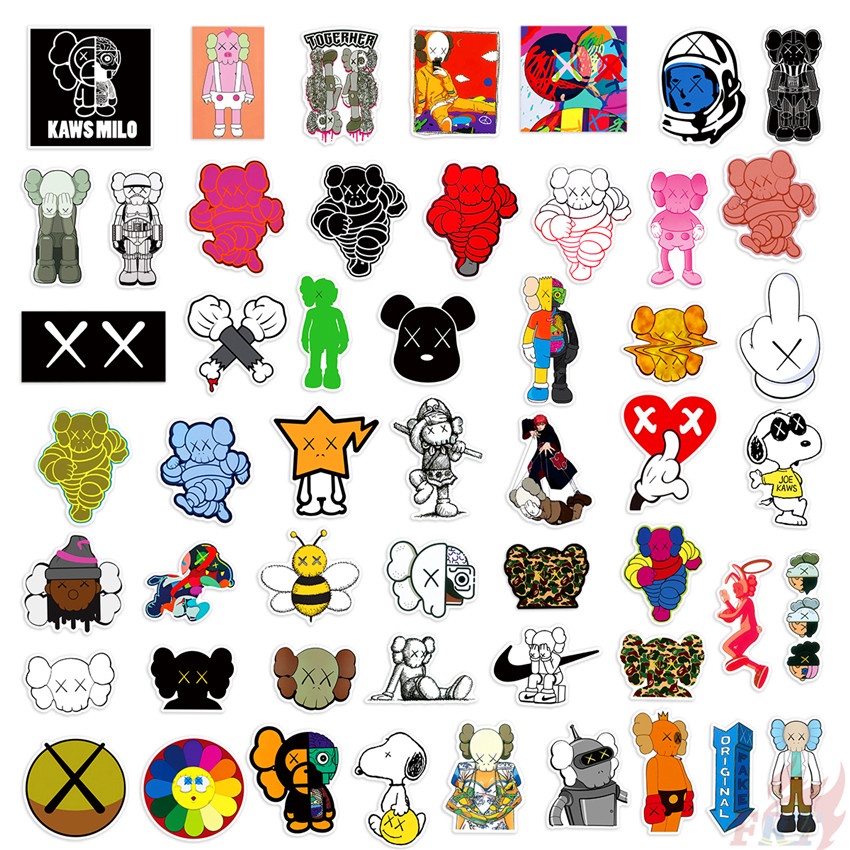 ❉ Hình Dán Kaws Series 02 ❉ Bộ 50 Sticker Chống Thấm Nước Họa Tiết Doodle Hợp Thời Trang