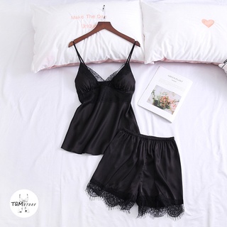 [Ảnh thật] [Có sẵn] Set ngủ lụa 2 dây sexy Helen cộc