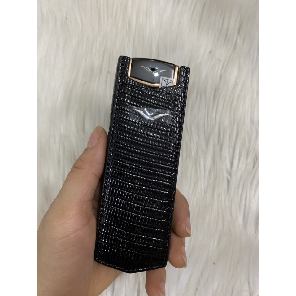 Bao Da Vertu Singnature S đứng dập vân đen sang trọng