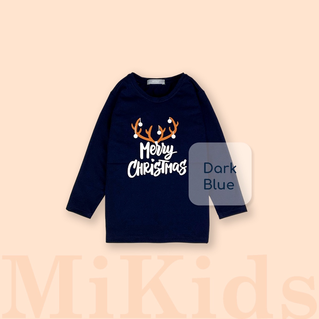 Áo Thun dài tay Cho Bé họa tiết Chữ Merry Christmas, Thun Cotton co giãn thấm hút Cho Bé đến 55Kg mặc chơi noel