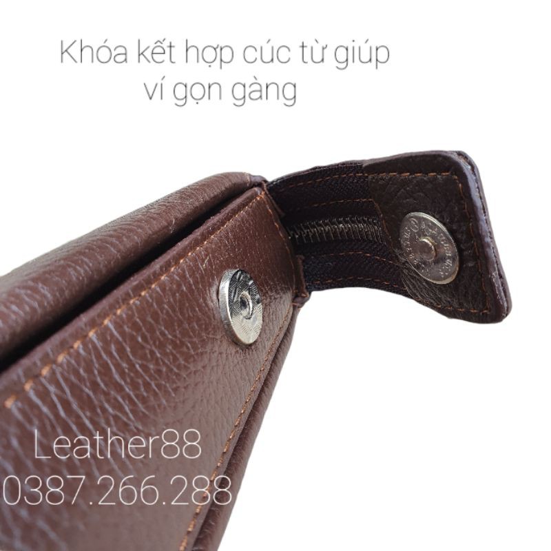 [Da thật] Clutch hộp nam da mill Cao cấp (Đen/Nâu) - 100% da bò thật, BH 3 năm