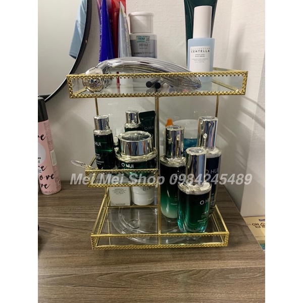 Kệ Khay Đựng Mỹ Phẩm Golden Xoay 360 Độ