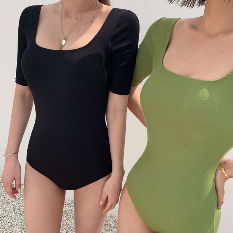 Bikini liền thân BK04, đồ bơi nữ liền thân tay ngắn khoét lưng dây ngang, kiểu áo bơi nữ có sẵn mút ngực