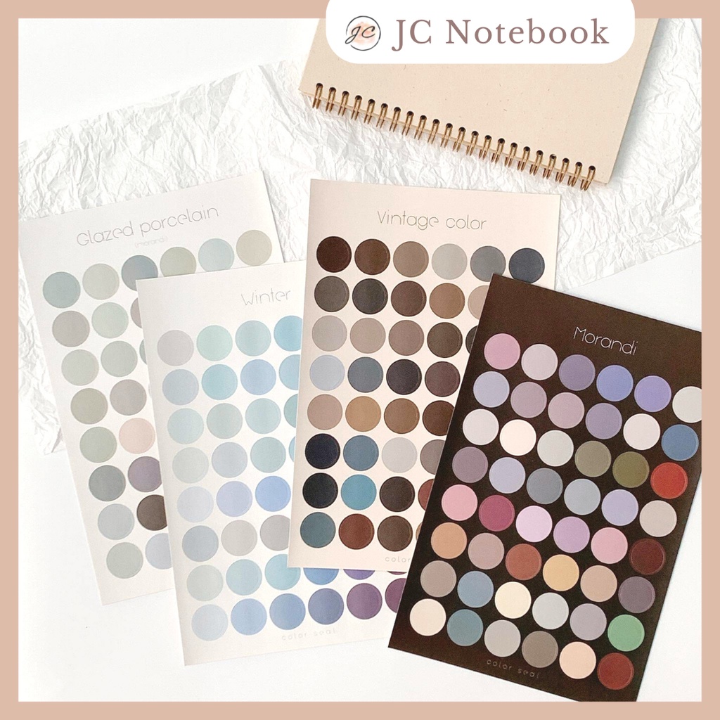 1 Tấm 48 Hình Dán Sticker Tròn Nhiều Màu - Hình Dán Tròn Trang Trí Sổ Toploader