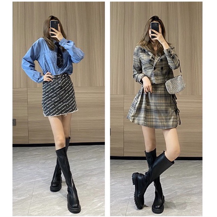 Bốt Cao Cổ Nữ 🖤Tiệm Vải Xinh Clothes🤍 Giày Bốt Kéo Khoá Đế Cao 4.5cm | BigBuy360 - bigbuy360.vn