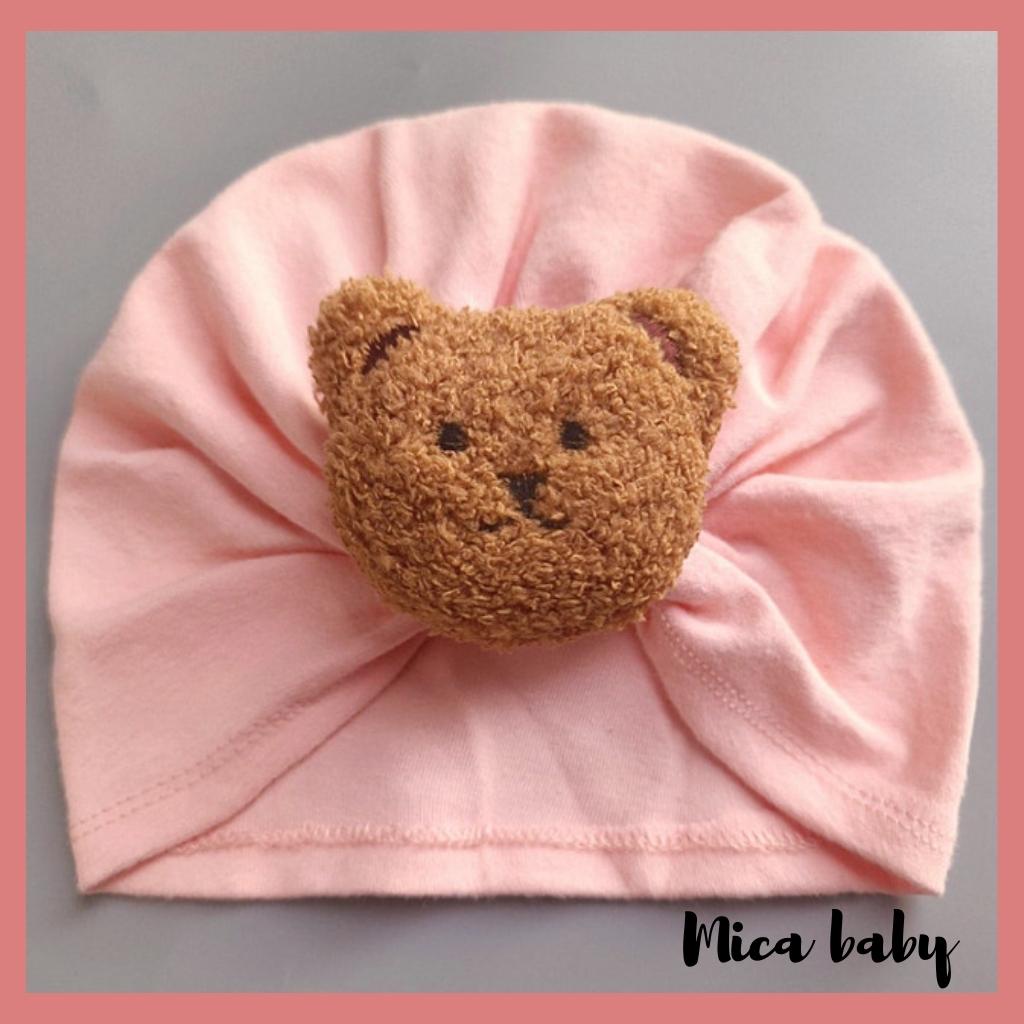 Mũ turban cho bé chất cotton đính hình thú đáng yêu MTB171 Mica baby