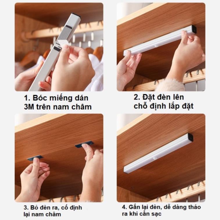 Đèn Led Cảm Biến Không Dây Gắn Tủ Quần Áo, Tủ Bếp, Tủ Đồ, Tủ Rượu, Chân Giường, Góc Tối, mang đi du lịch...