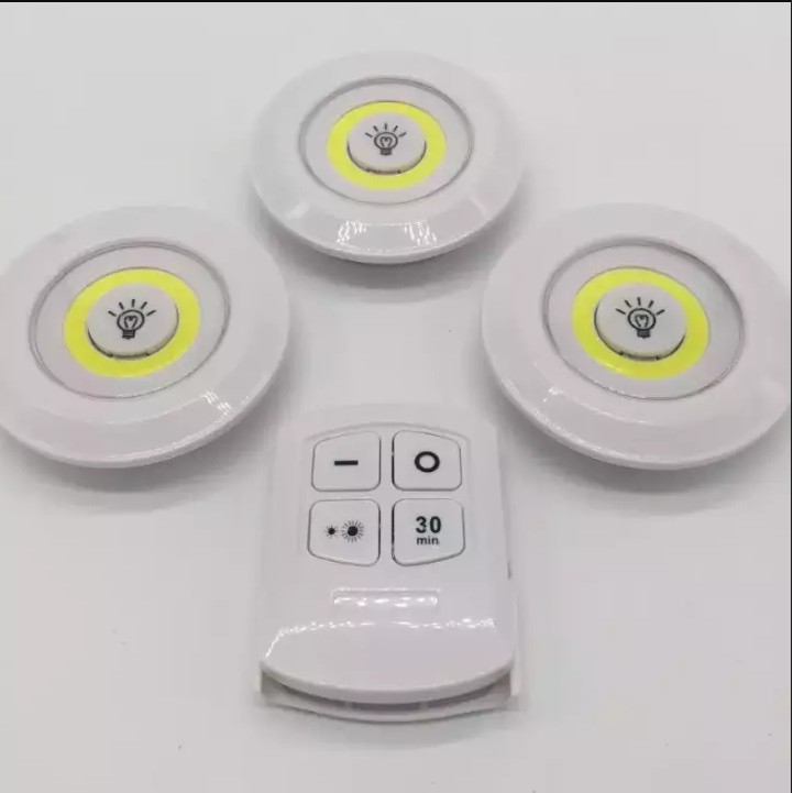 Bộ 3 đèn led mini dán tường, có remote điều khiển từ xa , có chức năng hẹn giờ trang trí phòng ngủ, tủ quần áo