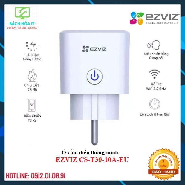 Ổ cắm điện thông minh kết nối wifi, điều khiển qua app EZVIZ T30, chính hãng, bảo hành 24 tháng