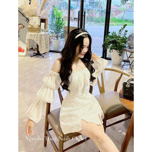 ĐẦM GẤM 2 DÂY CHÉO CƯỜM DỰ TIỆC