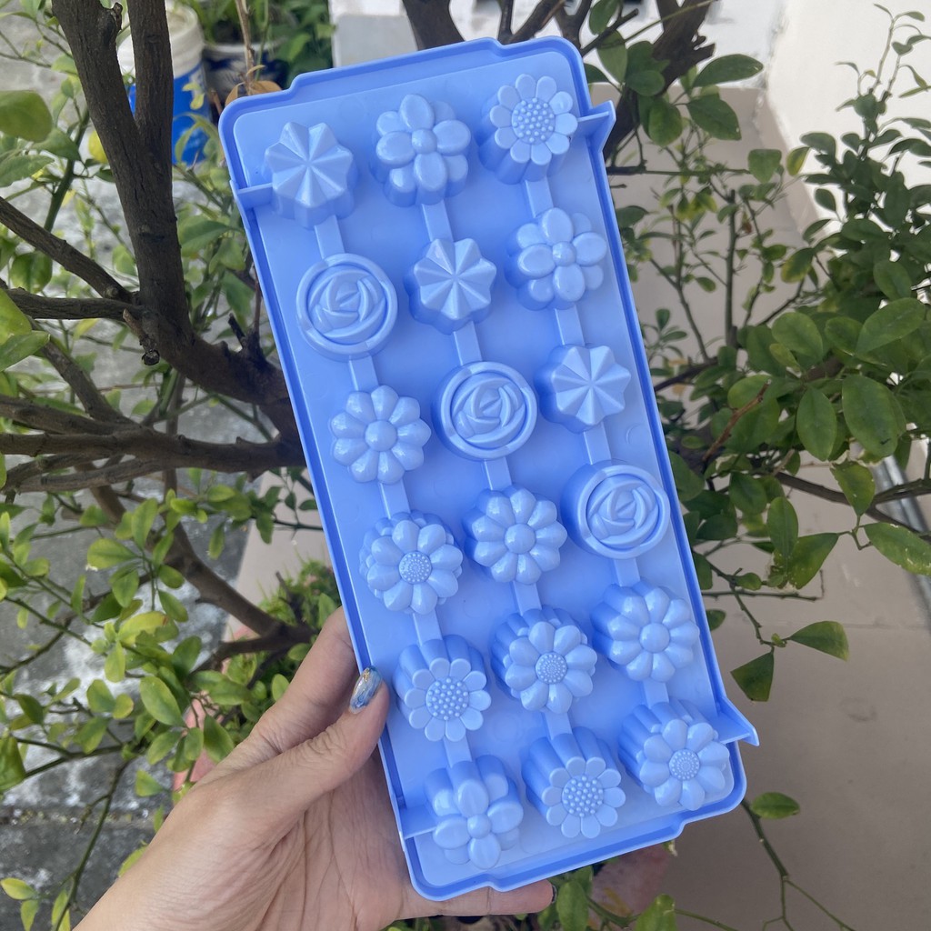 Khuôn 18 hoa hồng đào cúc bông 2cm - khay làm thạch HSS