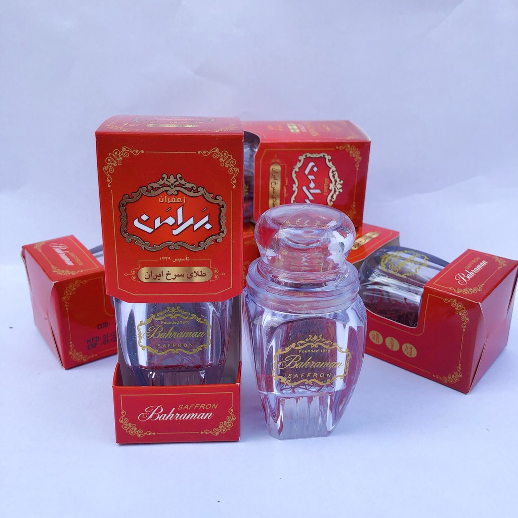 1gr Saffron Negin Full box Chính Hãng Thương Hiệu Bahraman/Nhụy Hoa Nghệ Tây Iran Loại Negin