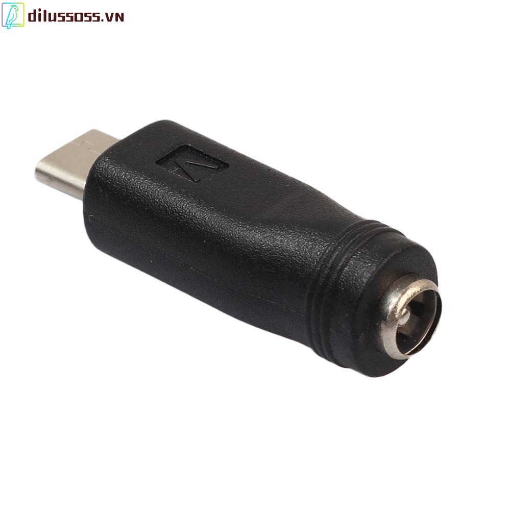 Đầu Chuyển Đổi Nguồn Dilussoss Dc Type-C Usb Male Sang 5.5x2.1mm Female Jack Cho Laptop Pc