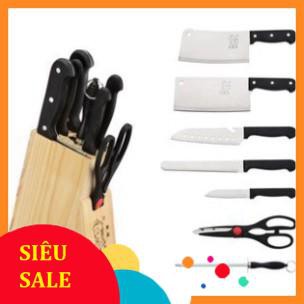 Bộ Dao Làm Bếp 7 Món Có Hộp Gỗ Đựng Dùng Cho Nhà Bếp Siêu Tiện Dụng