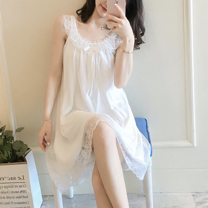Váy ngủ, đầm ngủ, đồ mặc nhà tiểu thư bèo ren voan lưới