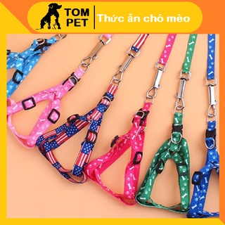 Dây dắt chó mèo đi dạo - dây dắt có kèm yếm đủ màu sắc - tom pet
