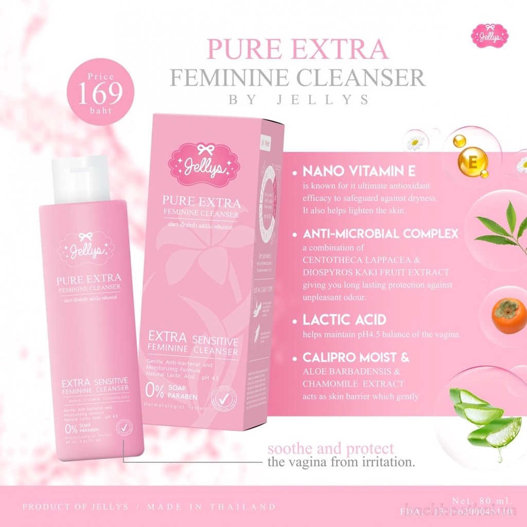 Dung dịch vệ sinh Jellys Pure Extra Feminine Cleanser (Thái Lan)