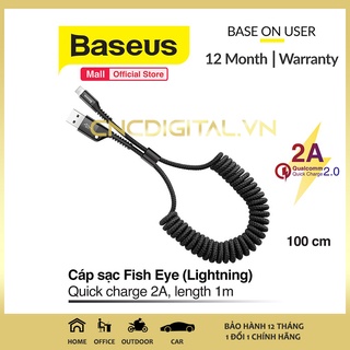 Dây cáp sạc lò xo trên ô tô Baseus Cáp sạc nhanh tự ngắt điện cho ip,tablet táo,dây bọc dù chống rối chống đứt