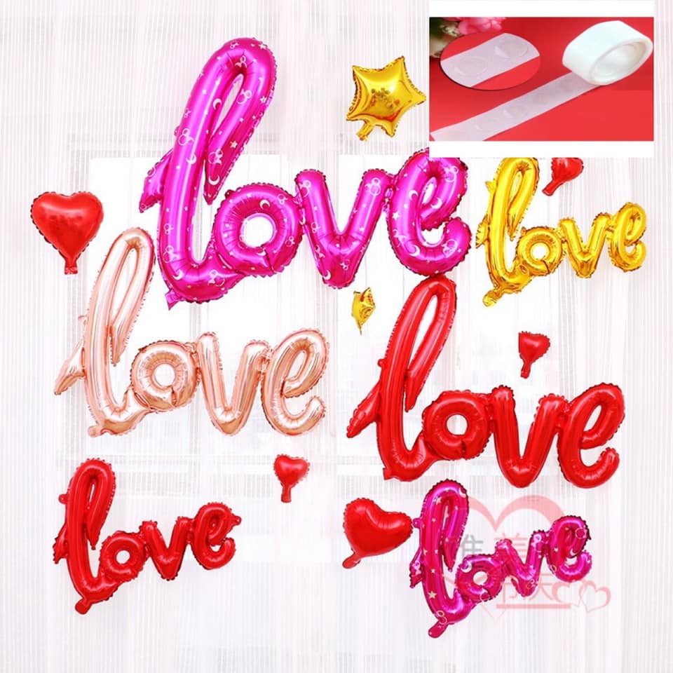 Chữ love liền size 60x 106cm tặng kèm băng keo và 2 tim nhỡ đỏ