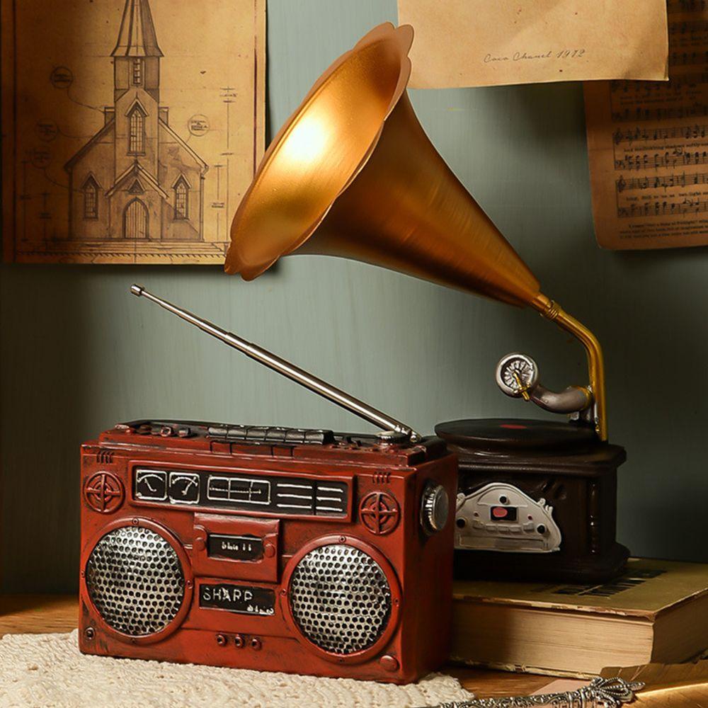Tượng Hình Máy Hát Đĩa Gramophone Phong Cách Retro Hiện Đại Trang Trí Nhà Cửa / Văn Phòng