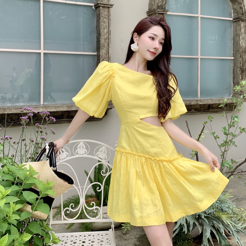 Đầm Mini Không Tay Nhấn Eo Xinh Xắn Dành Cho Nữ