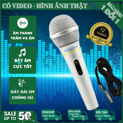 Micro karaoke hát siêu hay XINGMA AK-319 cao cấp chính hãng - có dây , chống hú , bắt âm cực nét