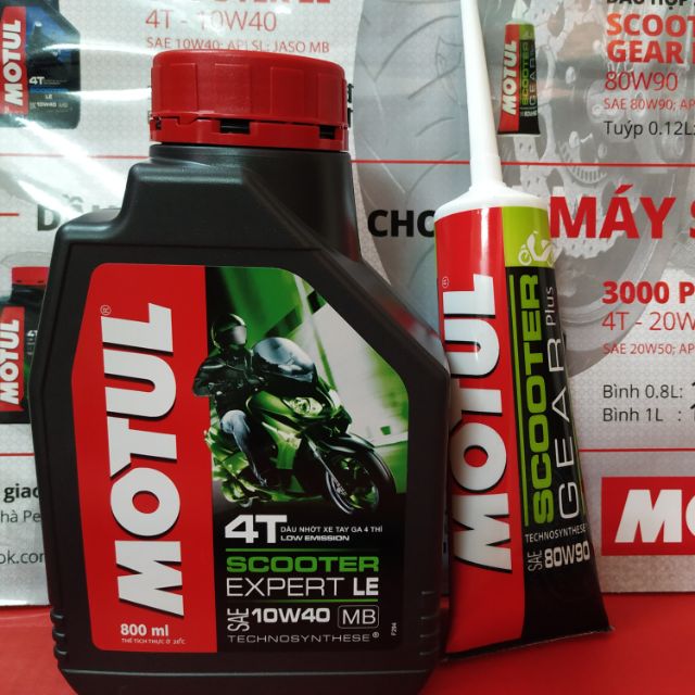 Combo Motul Scooter Expert LE 10W40 (0.8L) & Motul Scooter Gear Plus 80W90 (120ml)