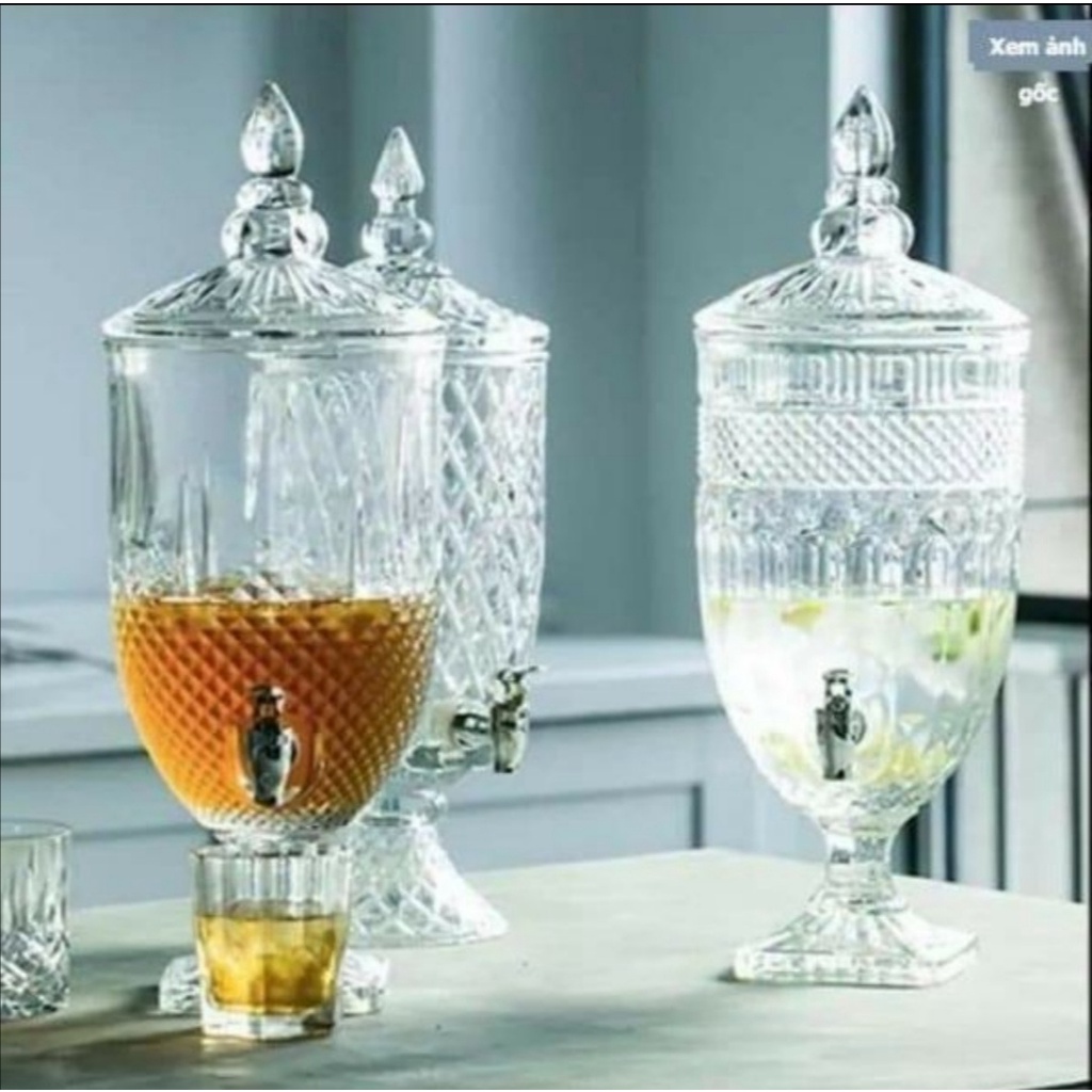 Bình Ngâm Rót Rươu Thủy Tinh Có Vòi Dung Tích 2 - 3 - 5 Lít. Thuỷ Tinh Vân Nổi Sang Trọng.