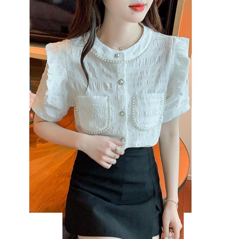 Áo Sơ Mi Chiffon Tay Ngắn Phong Cách Thời Trang Pháp Dành Cho Nữ