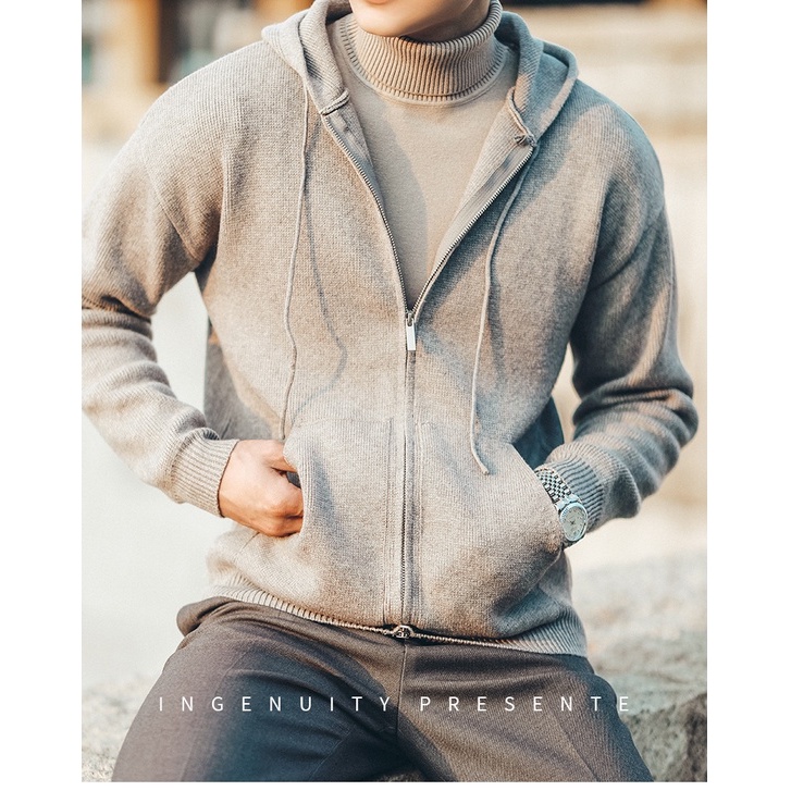 Áo Hoodie Lụa Dệt Kim H3, Khoá Zip Mùa Đông Ấm Áp