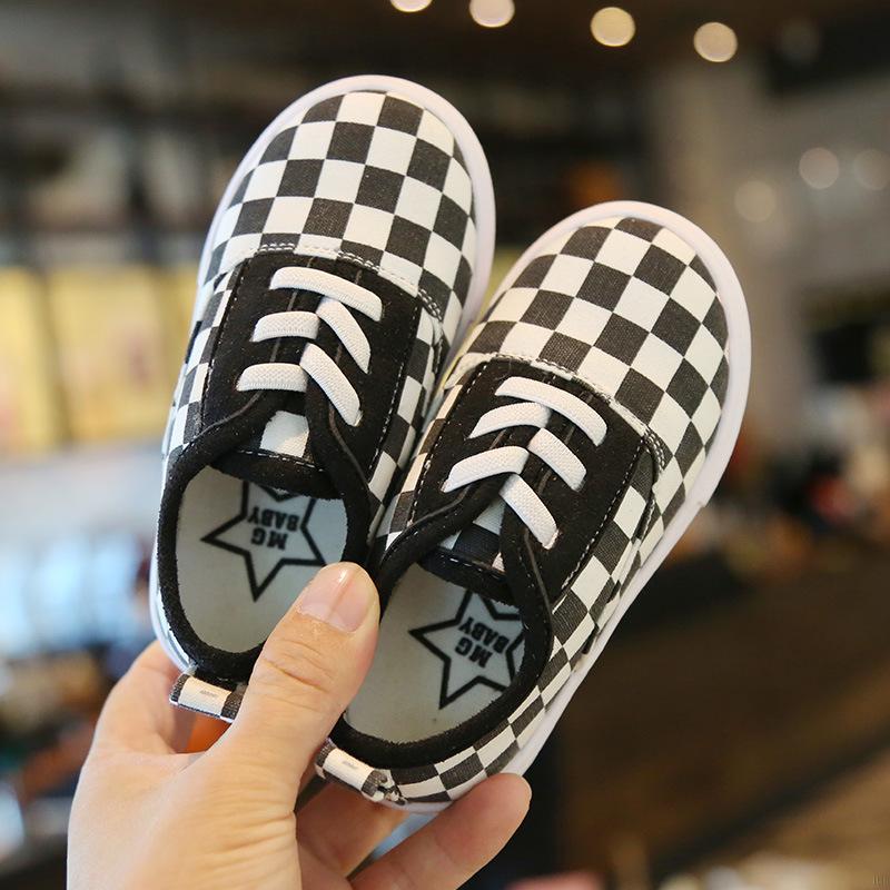 IU Autumn Baby Girl Boy Plaid Pattern Non-slip Breathable Shoes Anti-slip Toddler Casual Cute Walking Footwear