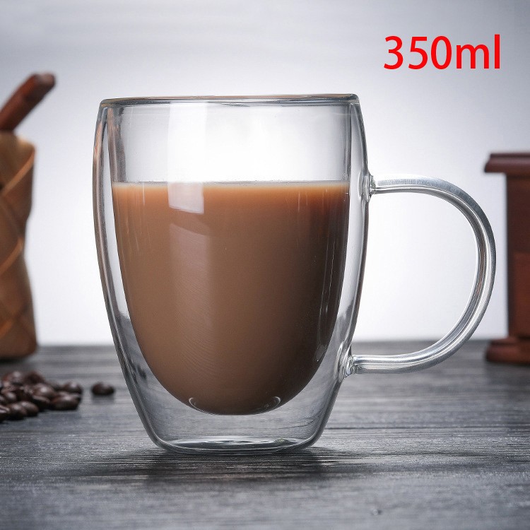 Ly thủy tinh 2 lớp cách nhiệt có tay cầm sang trọng