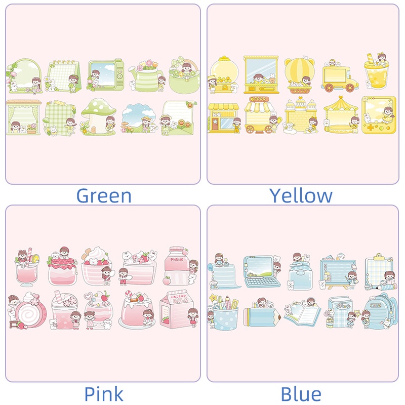 Set 100 Tấm Giấy Ghi Chú Không Dính Nhiều Hình Dáng Họa Tiết Hoạt Hình
