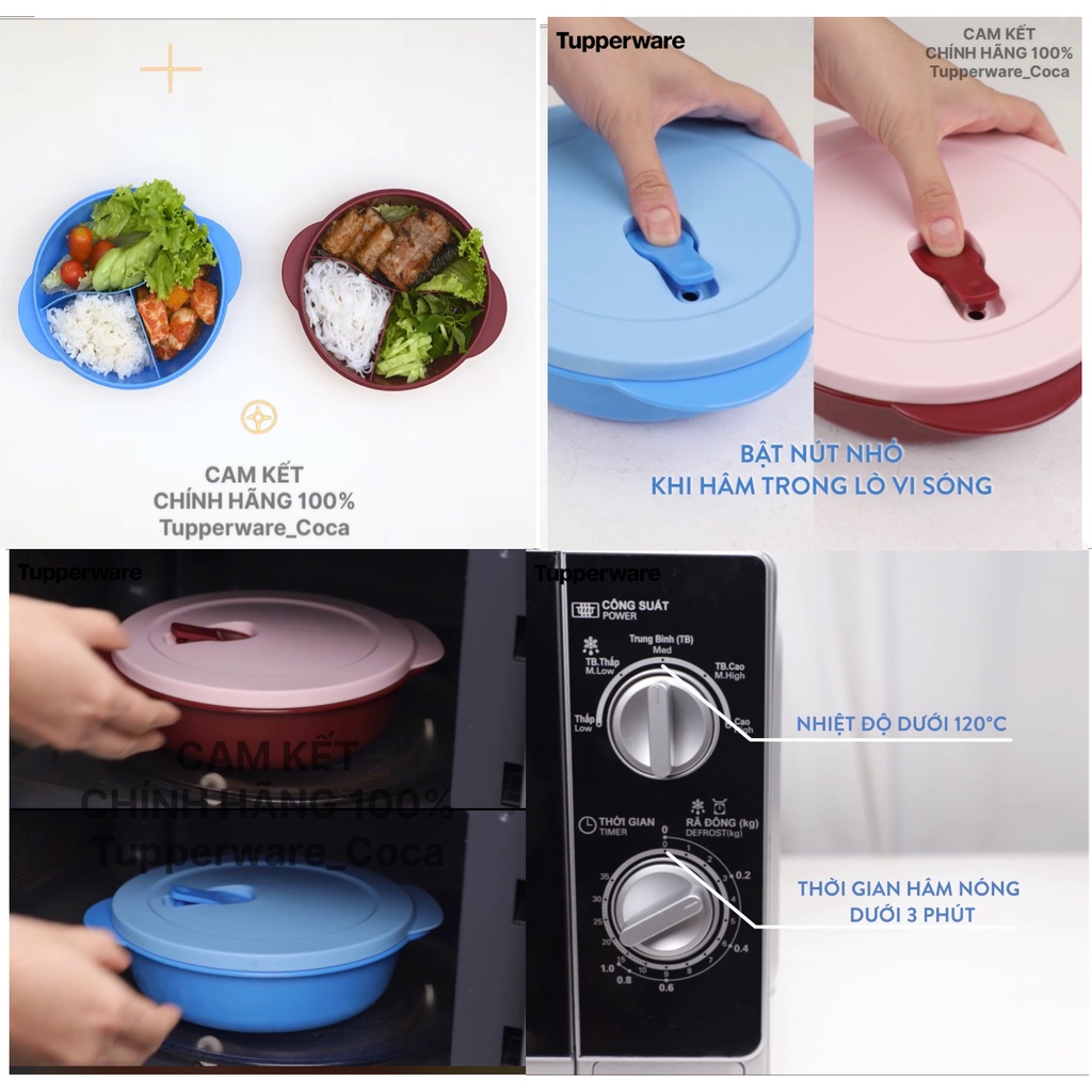TUPPERWAREHOUSE MALL - HỘP CƠM CHIA NGĂN CRYTALWAVE LUNCH SET XANH - ĐỎ