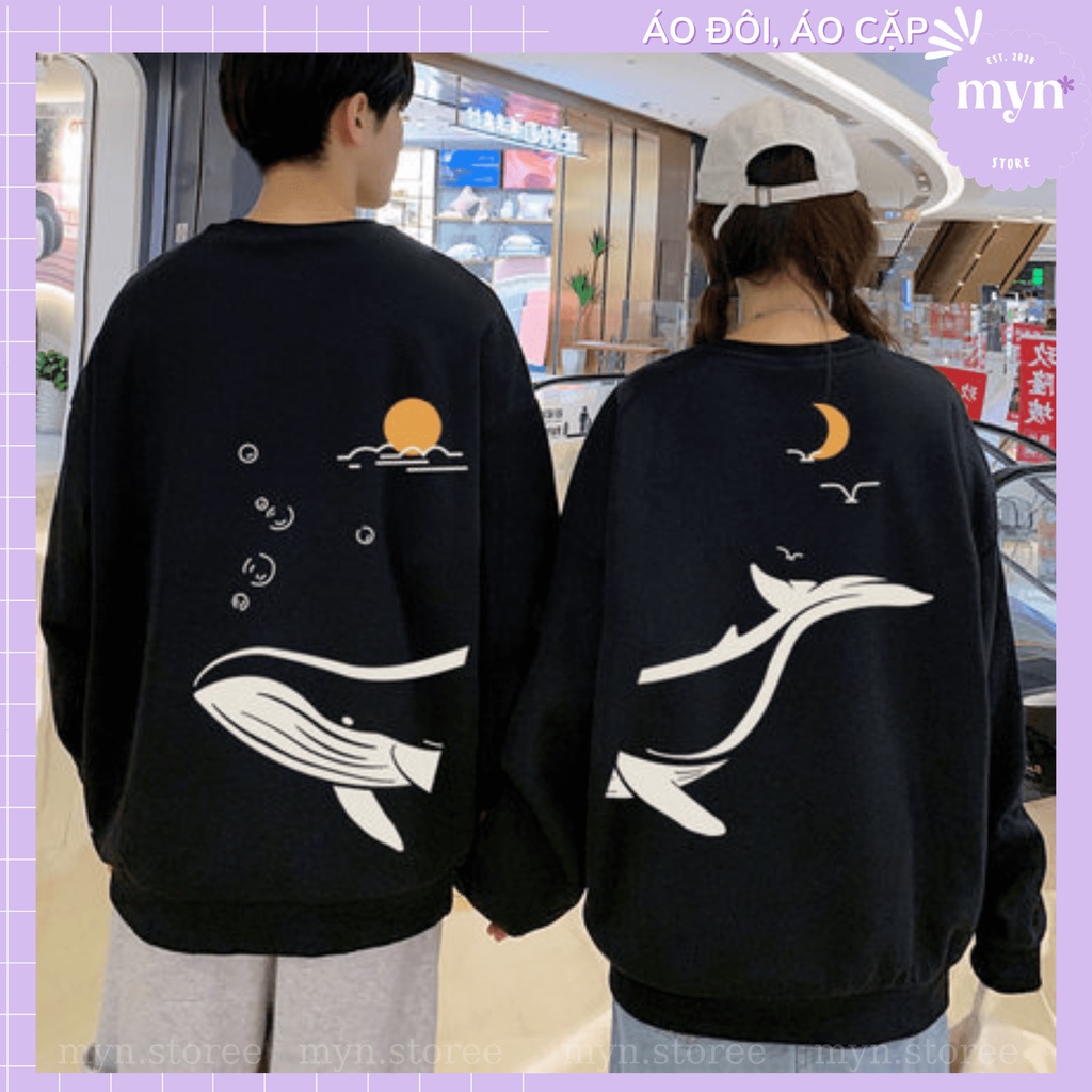 Áo Sweater Đôi Nam Nữ Tình Yêu, Bạn Thân Hoạt Hình Dễ Thương Chất Nỉ Bông Cao Cấp Form Rộng