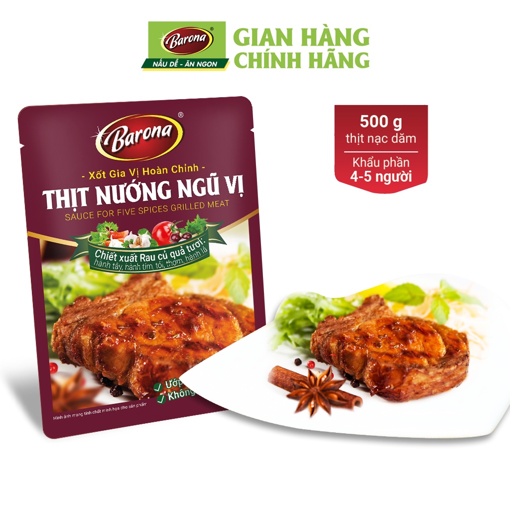 Gia Vị Thịt Nướng Ngũ Vị Barona 80g ướp ngon chuẩn vị không cần nêm nếm