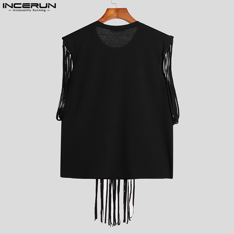 INCERUN Áo Tank Top Sát Nách Phối Tua Rua Thời Trang Dự Tiệc Cho Nam