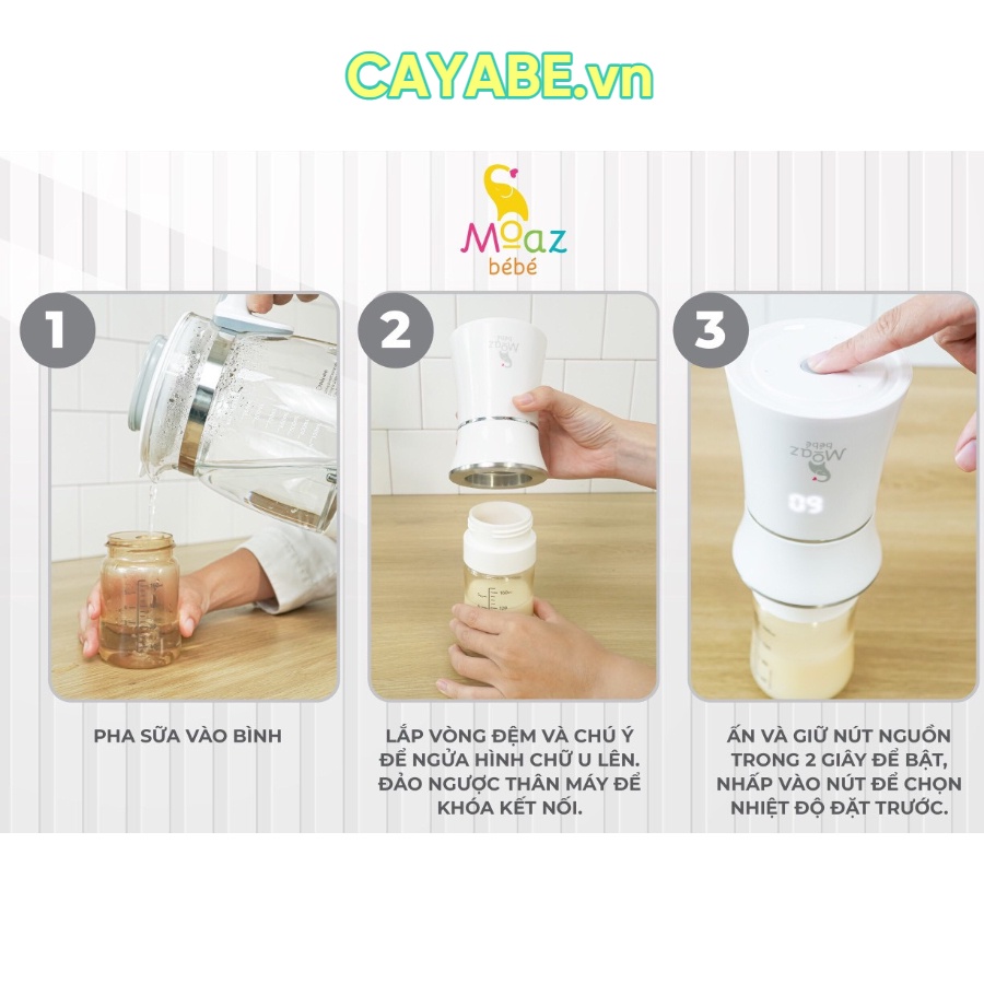 Máy hâm sữa di động cầm tay cho bé không dây MOAZ BÉBÉ MB – 041 nhỏ gọn, máy ủ bình sữa (tặng kèm 4 cổ nối bình sữa)