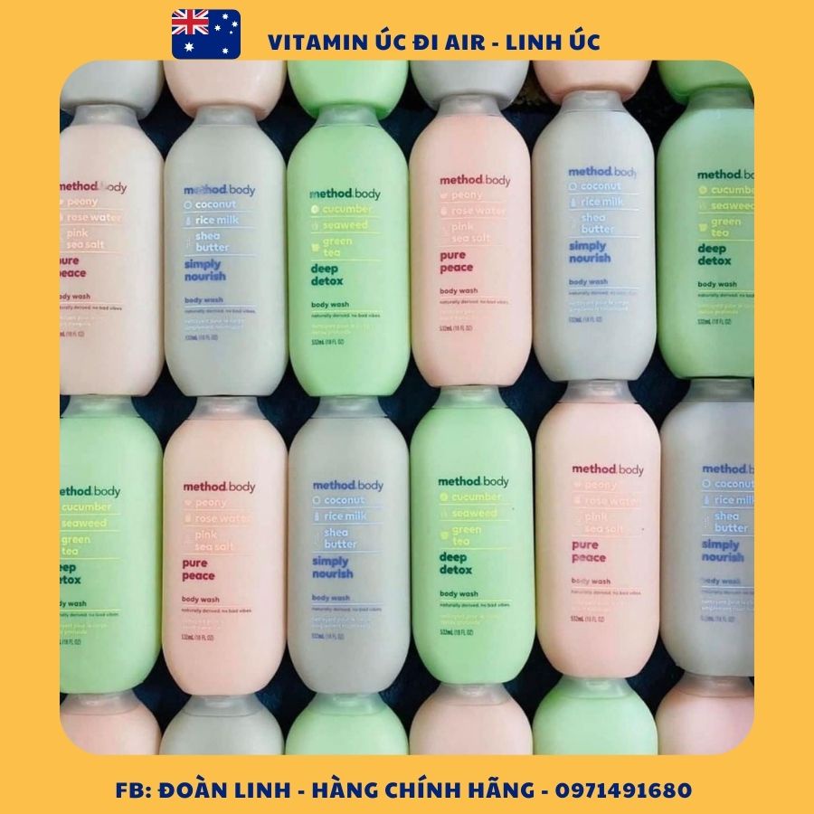 Sữa tắm Method Body Úc 532ml, Hàng Chuẩn Úc Đi Air