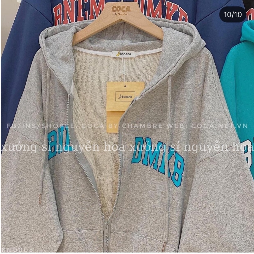 Áo khoác hoodie nỉ, áo khoác nỉ có mũ BNEM form rộng tay bồng kiểu dáng unisex Xưởng Sỉ Nguyễn Hoa | BigBuy360 - bigbuy360.vn