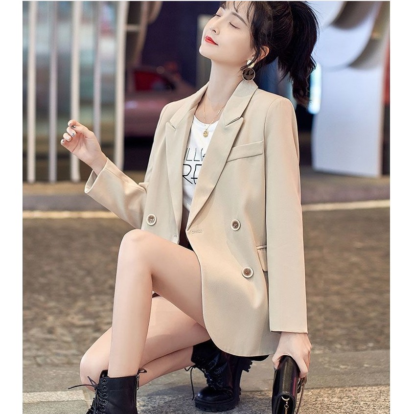 Áo Blazer màu Be 2 lớp 4 cúc thật - Áo Vest nữ Style Ulzzang Hàn Quốc cực xinh cực tôn da [Hot 2021] | SchoolF | BigBuy360 - bigbuy360.vn