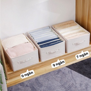Hộp Vải Đựng Quần Áo Chia Ngăn , Khay Đựng Đồ Lót Tất Vớ , Có Nắp Gấp Gọn Tiện Lợi Hàng VNXK