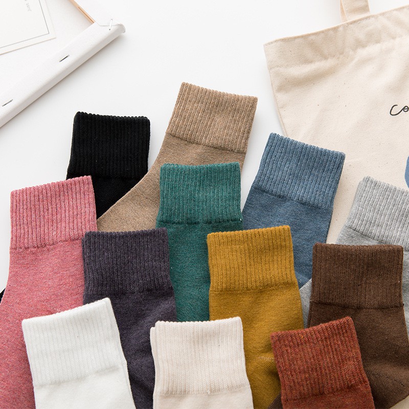 Tất vớ nữ cotton cổ gân nhiều màu phong cách hàn quốc Date84store
