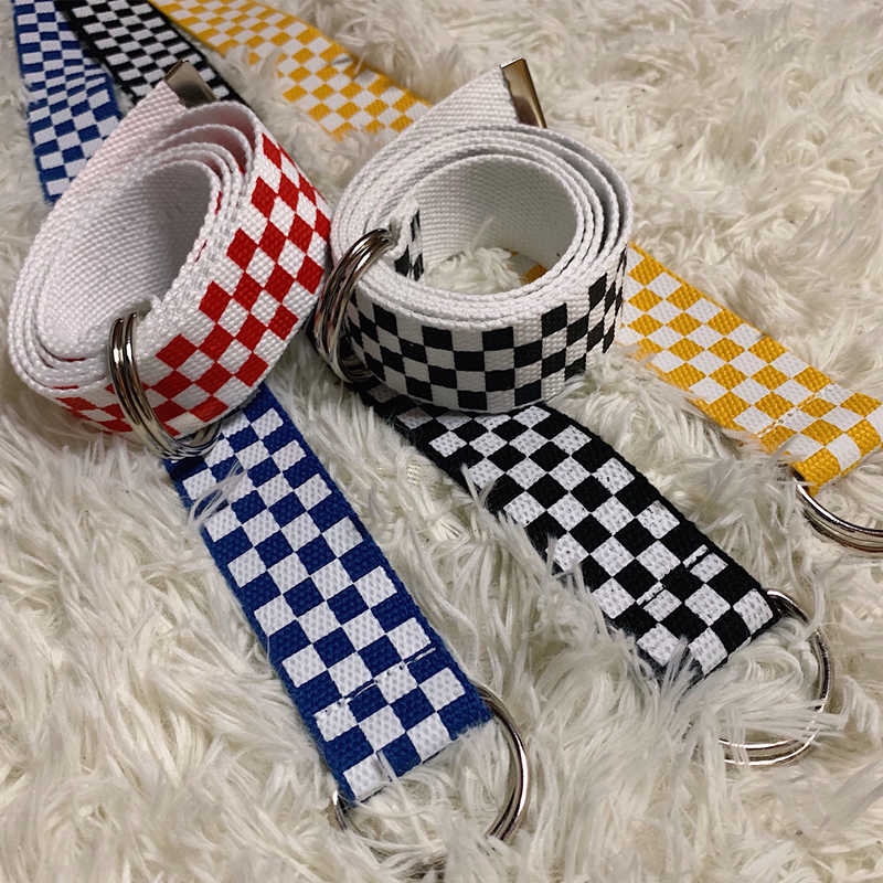 Thắt lưng vải canvas phối kẻ ô cá tính thời trang