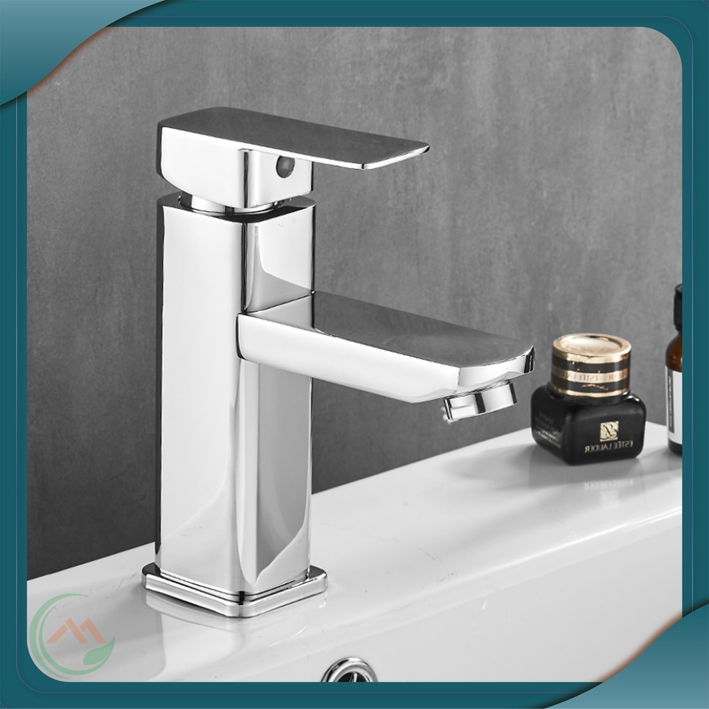 Vòi bồn rửa mặt, vòi Lavabo nóng lạnh INOX 304 VUÔNG BÓNG chắc chắn phân loại 20cm và 30 cm kèm dây NL