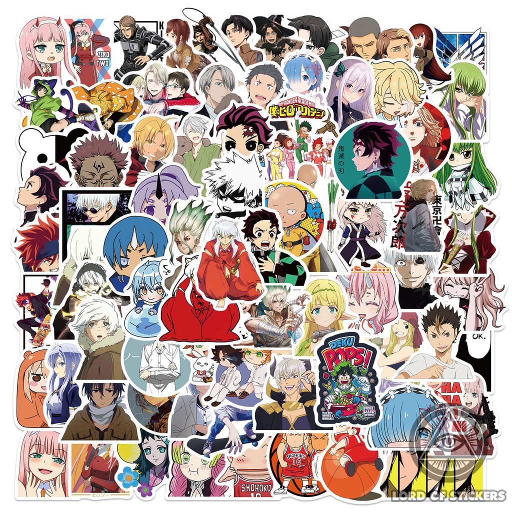Set 200 Nhãn Dán Hình Nhân Vật Truyện Tranh Tổng Hợp Sticker Anime Manga Trang Trí Mũ Bảo Hiểm, Laptop, Điện Thoại, Xe