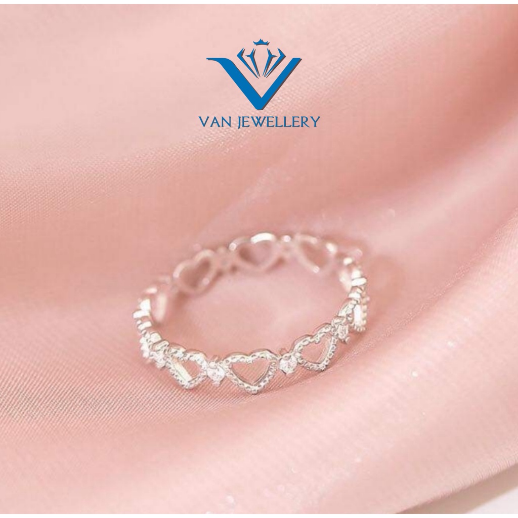 Nhẫn bạc Nhẫn đường trái tim vĩnh cửu Van Jewelry V10014 thiết kế tinh xảo